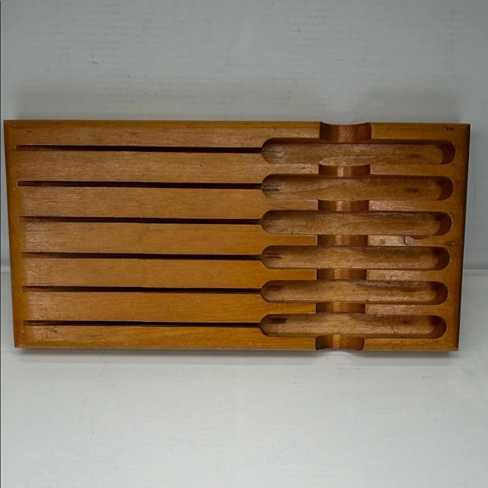 Vintage Wooden Handle Stainless Steel Knife Set